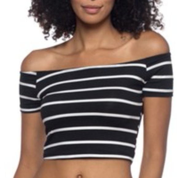 Capella Apparel Tops - Off shoulder stripe top, NWT